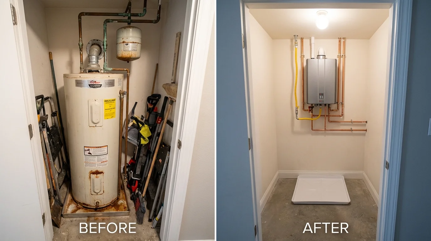 Tank water heater versus wall-mounted tankless unit comparison for Rutherford, NJ homeowners